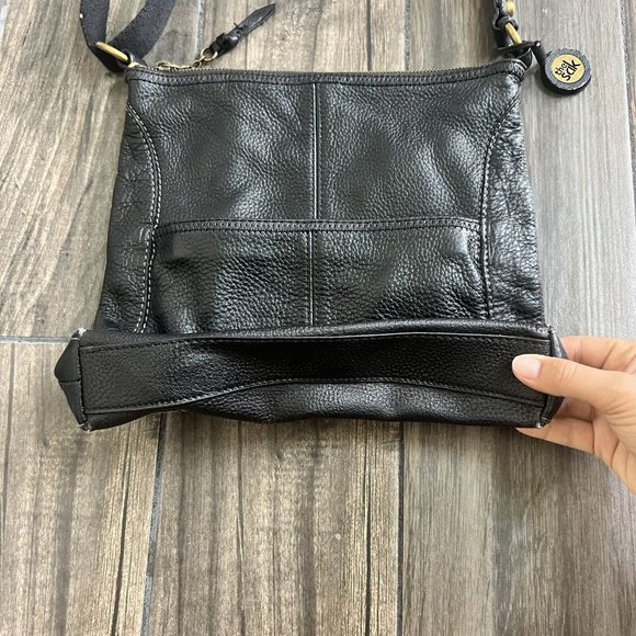Vintage THE SAK Black  Pebble Leather Crossbody  Shoulder Bag  Purse - Picture 5 of 7